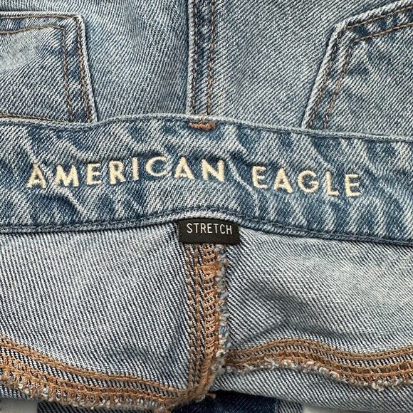 American Eagle Jeans Women 4 Blue Curvy 90s Bootcut Stretch Split Hem Light Wash - Picture 6 of 13